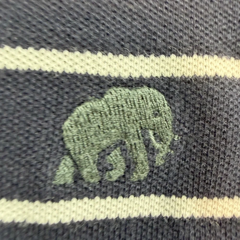 Banana Republic Elephant Logo Striped Polo Men's L True Navy 429587